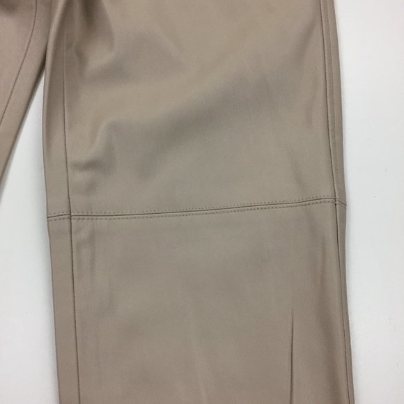 NWT ZARA Taupe VeganFaux Leather High Rise Waist Zip Ankle Hem Leggings Pants - Picture 4 of 13